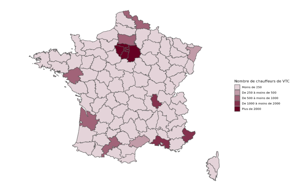 chiffre du secteur VTC en pourcentage par région